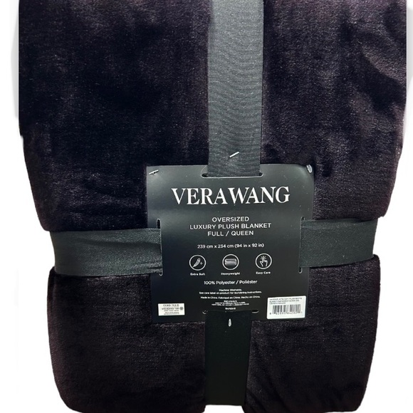 Vera Wang Bedding Vera Wang Oversized Luxury Plush Black Fullqueen